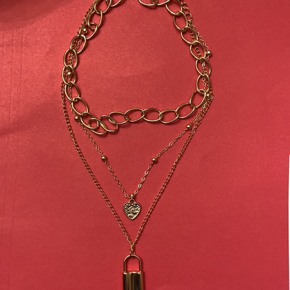 Heart & Lock Layered Necklace - Picture 3 of 3